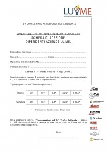 Modulo di iscrizione Coppa LU.ME -Trofeo Industria Ciclismo2013